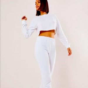Missguided White Jogger Set